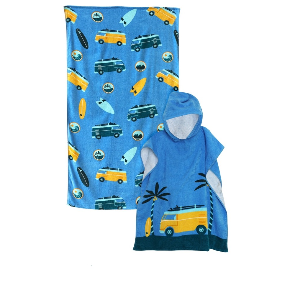 Kid & Adult Velour Beach Towel, Bus